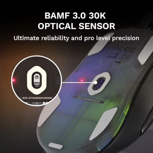 GLORIOUS Gaming Model D3 Wired Gaming Mouse - Ultralight 57g Weight, 130M Click Optical Switches, 30K DPI BAMF 3.0 Sensor, 750 IPS Tracking, 50G Acceleration, Supports All Grip Types - Black image