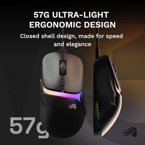 GLORIOUS Gaming Model D3 Wired Gaming Mouse - Ultralight 57g Weight, 130M Click Optical Switches, 30K DPI BAMF 3.0 Sensor, 750 IPS Tracking, 50G Acceleration, Supports All Grip Types - Black image