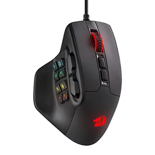 Redragon M811 Aatrox MMO Gaming Mouse, 15 Programmable Buttons Wired RGB Mouse w/Ergonomic Natural Grip Build, 10 Side Macro Keys, Software Supports DIY Keybinds & Backlit image