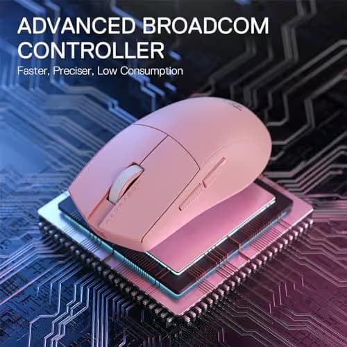 Redragon M916 PRO 3-Mode Wireless Gaming Mouse, 55G Ultra-Light 26K DPI Mouse w/Ergonomic Natural Grip Build, Full Programmable Buttons, Software Supports DIY Keybinds & DPI (1K Hz, Pink) image