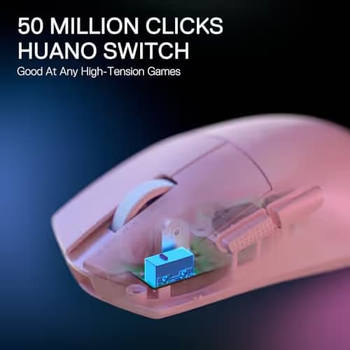 Redragon M916 PRO 3-Mode Wireless Gaming Mouse, 55G Ultra-Light 26K DPI Mouse w/Ergonomic Natural Grip Build, Full Programmable Buttons, Software Supports DIY Keybinds & DPI (1K Hz, Pink) image