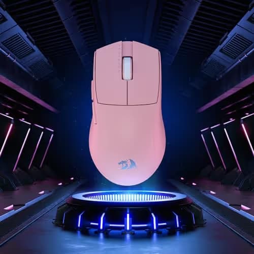Redragon M916 PRO 3-Mode Wireless Gaming Mouse, 55G Ultra-Light 26K DPI Mouse w/Ergonomic Natural Grip Build, Full Programmable Buttons, Software Supports DIY Keybinds & DPI (1K Hz, Pink) image