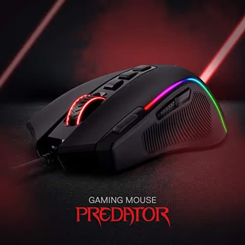 Redragon M612 Predator RGB Gaming Mouse, 8000 DPI Wired Optical Mouse with 11 Programmable Buttons & 5 Backlit Modes, Software Supports DIY Keybinds Rapid Fire Button image