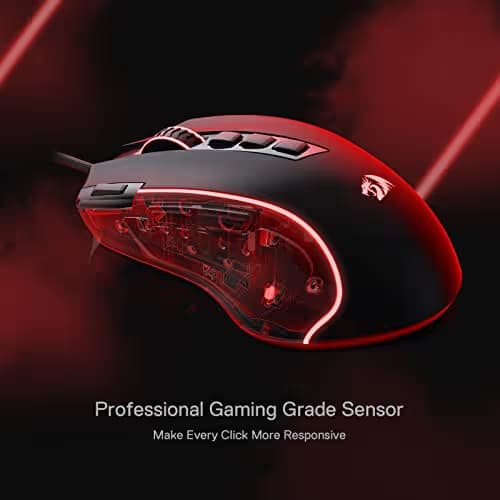 Redragon M612 Predator RGB Gaming Mouse, 8000 DPI Wired Optical Mouse with 11 Programmable Buttons & 5 Backlit Modes, Software Supports DIY Keybinds Rapid Fire Button image