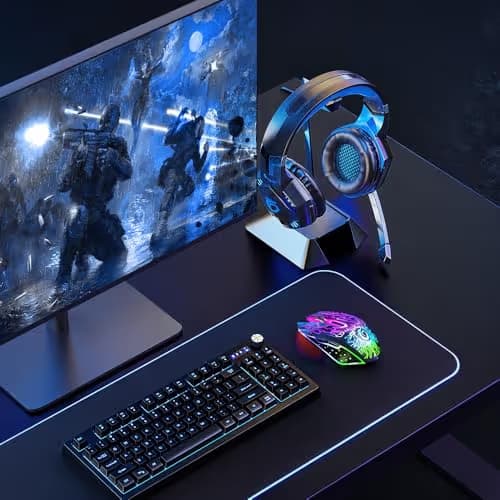 VersionTECH. Wireless Gaming Mouse, Rechargeable Computer Mouse Mice with Colorful LED Lights, Silent Click, 2.4G USB Nano Receiver, 3 Level DPI for PC Gamer Laptop Desktop Chromebook Mac-Black image