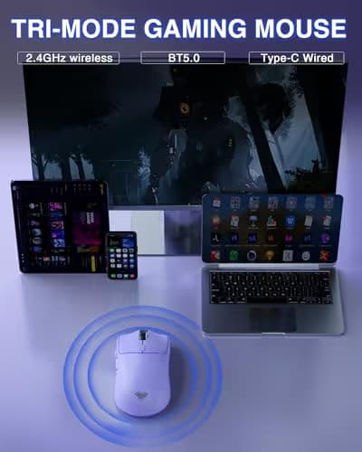 AULA SC580X Wireless Gaming Mouse, Tri-Mode 2.4G/BT5.0/USB-C Gaming Mice with 12000 DPI, 6 Programmable Buttons, Rechargeable Computer Mouse for Laptop/PC/Mac/Tablet image