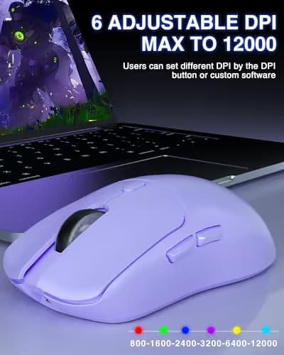 AULA SC580X Wireless Gaming Mouse, Tri-Mode 2.4G/BT5.0/USB-C Gaming Mice with 12000 DPI, 6 Programmable Buttons, Rechargeable Computer Mouse for Laptop/PC/Mac/Tablet image