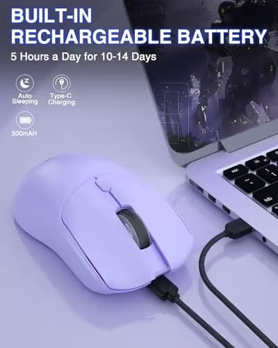 AULA SC580X Wireless Gaming Mouse, Tri-Mode 2.4G/BT5.0/USB-C Gaming Mice with 12000 DPI, 6 Programmable Buttons, Rechargeable Computer Mouse for Laptop/PC/Mac/Tablet image