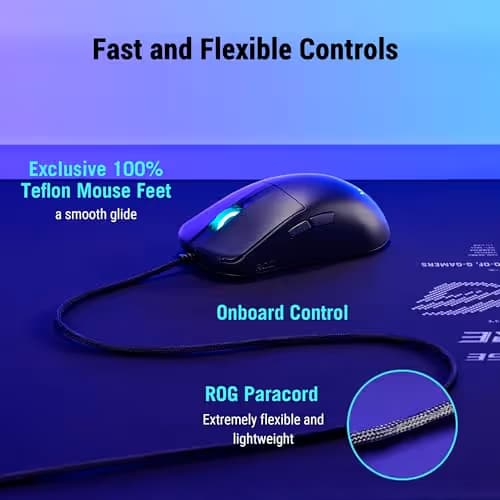 ASUS ROG Harpe Mini Core Wired Gaming Mouse – Wired USB, Small Compact Design, Right-Handed, 52g Lightweight, 12K DPI, Pro-Approved, Gear Link Web-Based Configuration, PC/Mac Support - Black image