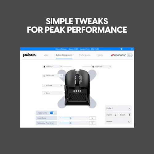Pulsar Gaming Gears LAB X2F Wireless Fingertip Gaming Mouse, Ultra Lightweight 1.34 oz (38 g), HUANO Blue Pink Dot Switches, 32,000 DPI, 750 IPS, XS-1 Sensor, 8K Compatible (Black) image