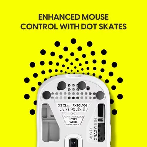 Pulsar Gaming Gears X2 Crazylight Wireless Gaming Mouse, Ultra Lightweight 1.38 oz (39g), Optical Switch, 32000 DPI, 750 IPS, XS-1 Sensor, 8k Compatible (Medium, Uyuni White) image