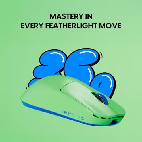 Pulsar Gaming Gears X2 Crazylight Wireless Gaming Mouse, Ultra Lightweight 1.23 oz (35g), Optical Switch, 32000 DPI, 750 IPS, XS-1 Sensor, 8k Compatible (Aqua Zest) image