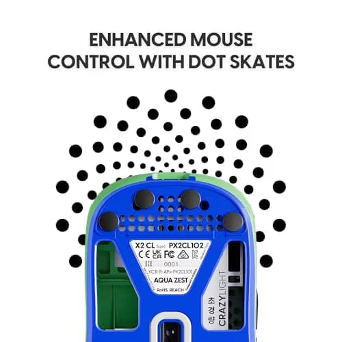 Pulsar Gaming Gears X2 Crazylight Wireless Gaming Mouse, Ultra Lightweight 1.23 oz (35g), Optical Switch, 32000 DPI, 750 IPS, XS-1 Sensor, 8k Compatible (Aqua Zest) image