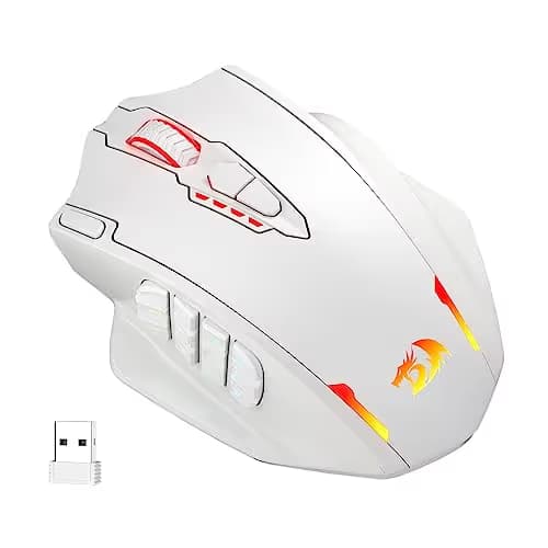 Redragon M913 Impact Elite Wireless Gaming Mouse, 16000 DPI Wired/Wireless RGB Mouse with 16 Programmable Buttons, 45 Hr Battery and Pro Optical Sensor, 12 Side Buttons MMO Mouse image