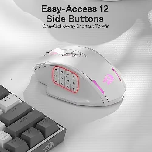 Redragon M913 Impact Elite Wireless Gaming Mouse, 16000 DPI Wired/Wireless RGB Mouse with 16 Programmable Buttons, 45 Hr Battery and Pro Optical Sensor, 12 Side Buttons MMO Mouse image