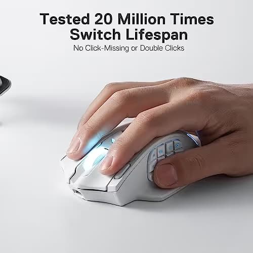 Redragon M913 Impact Elite Wireless Gaming Mouse, 16000 DPI Wired/Wireless RGB Mouse with 16 Programmable Buttons, 45 Hr Battery and Pro Optical Sensor, 12 Side Buttons MMO Mouse image