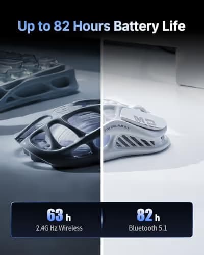 GravaStar Mercury M2 Wireless Gaming Mouse with 26,000 DPI, PAW3395DM Sensor -79g Lightweight Hollowed-Out Design -5 Programmable Buttons -5 Dynamic Lightsync RGB (White) image