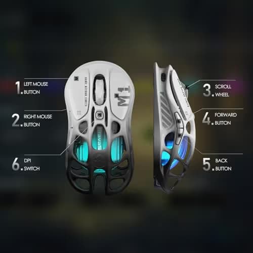GravaStar Mercury M1 Pro Gaming Mouse, Lightweight Magnesium Alloy, 26,000 DPI, PAW3395DM Sensor, 5 Programmable Buttons, Support Wired/2.4GHz/BT, Up to 200 Hours Battery Life (Gradient Black) image