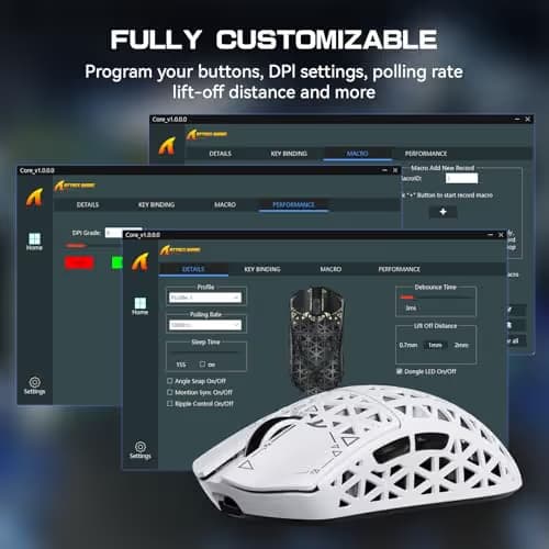 ATTACK SHARK R5Ultra 8K Carbon Fiber Wireless Gaming Mouse with 42000 DPI -PAW3950 MAX Sensor -39g Ultra-Lightweight-Nordic 52840 MCU Chip-Wired/BT/2.4GHz Wirelss Programmable Mouse for PC/Mac (White) image