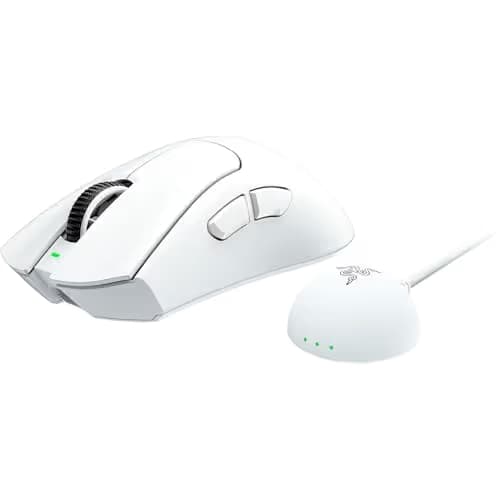 Razer DeathAdder V4 Pro Wireless Gaming Mouse: 57g Lightweight - HyperSpeed Wireless Gen-2 - Optical Scroll Wheel - Optical Switches Gen-4 - Focus Pro 45K Sensor Gen-2 - Up to 150 Hr Battery - White image
