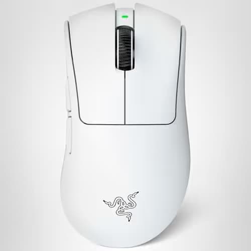 Razer DeathAdder V4 Pro Wireless Gaming Mouse: 57g Lightweight - HyperSpeed Wireless Gen-2 - Optical Scroll Wheel - Optical Switches Gen-4 - Focus Pro 45K Sensor Gen-2 - Up to 150 Hr Battery - White image