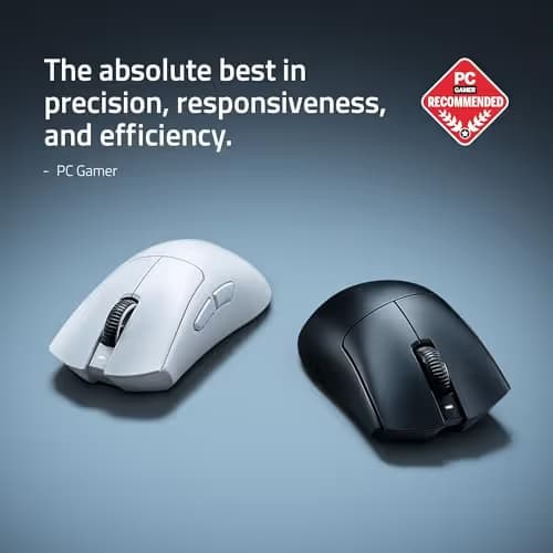 Razer DeathAdder V4 Pro Wireless Gaming Mouse: 57g Lightweight - HyperSpeed Wireless Gen-2 - Optical Scroll Wheel - Optical Switches Gen-4 - Focus Pro 45K Sensor Gen-2 - Up to 150 Hr Battery - White image
