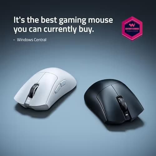 Razer DeathAdder V4 Pro Wireless Gaming Mouse: 57g Lightweight - HyperSpeed Wireless Gen-2 - Optical Scroll Wheel - Optical Switches Gen-4 - Focus Pro 45K Sensor Gen-2 - Up to 150 Hr Battery - White image