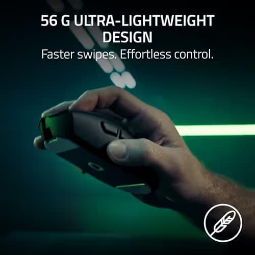 Razer DeathAdder V4 Pro Wireless Gaming Mouse: 57g Lightweight - HyperSpeed Wireless Gen-2 - Optical Scroll Wheel - Optical Switches Gen-4 - Focus Pro 45K Sensor Gen-2 - Up to 150 Hr Battery - White image