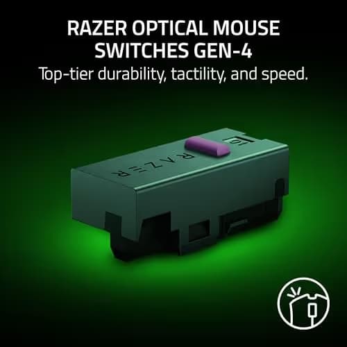 Razer DeathAdder V4 Pro Wireless Gaming Mouse: 57g Lightweight - HyperSpeed Wireless Gen-2 - Optical Scroll Wheel - Optical Switches Gen-4 - Focus Pro 45K Sensor Gen-2 - Up to 150 Hr Battery - White image