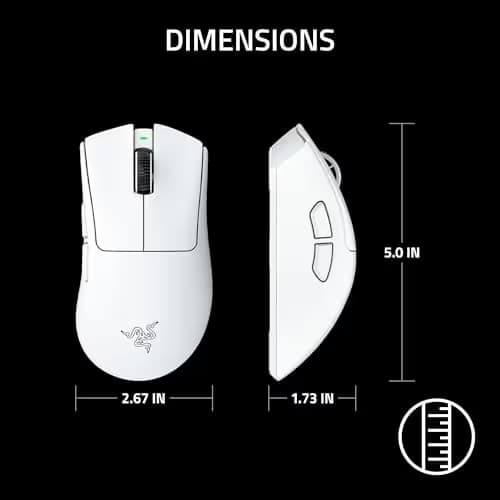 Razer DeathAdder V4 Pro Wireless Gaming Mouse: 57g Lightweight - HyperSpeed Wireless Gen-2 - Optical Scroll Wheel - Optical Switches Gen-4 - Focus Pro 45K Sensor Gen-2 - Up to 150 Hr Battery - White image
