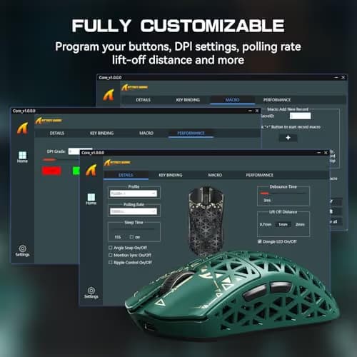 ATTACK SHARK R5Ultra 8K Carbon Fiber Wireless Gaming Mouse with 42000 DPI -PAW3950 MAX Sensor -39g Ultra-Lightweight-Nordic 52840 MCU Chip-Wired/BT/2.4GHz Wirelss Programmable Mouse for PC/Mac (Green) image