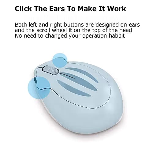 2.4GHz Wireless Mouse Cute Hamster Shape Less Noice Portable Mobile Optical 1200DPI USB Mice Cordless Mouse for PC Laptop Computer Notebook MacBook Kids Girl Men Women Mom Dad Gift (Blue) image
