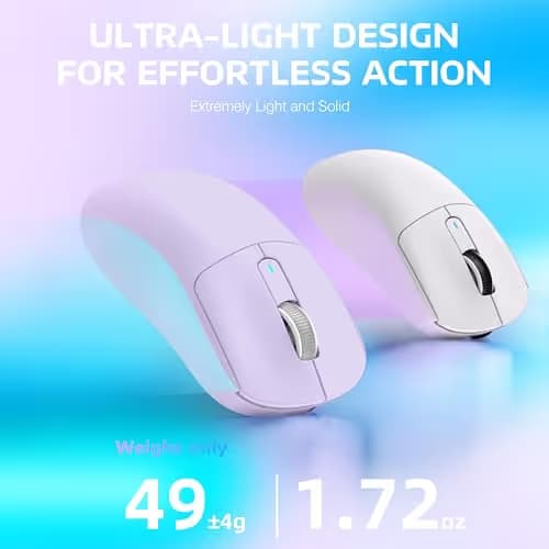 ATTACK SHARK X3 Lightweight Wireless Gaming Mouse with Tri-Mode 2.4G/USB-C Wired/Bluetooth,Up to 26K DPI, PAW3395 Optical Sensor,Kailh GM8.0 Switch,5 programmable Buttons for PC/Win/Mac(Purple) image