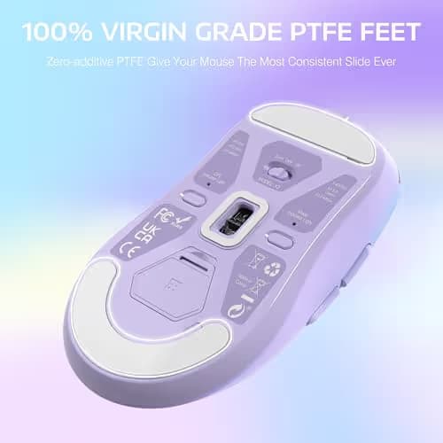 ATTACK SHARK X3 Lightweight Wireless Gaming Mouse with Tri-Mode 2.4G/USB-C Wired/Bluetooth,Up to 26K DPI, PAW3395 Optical Sensor,Kailh GM8.0 Switch,5 programmable Buttons for PC/Win/Mac(Purple) image
