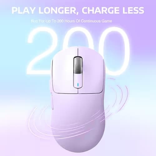 ATTACK SHARK X3 Lightweight Wireless Gaming Mouse with Tri-Mode 2.4G/USB-C Wired/Bluetooth,Up to 26K DPI, PAW3395 Optical Sensor,Kailh GM8.0 Switch,5 programmable Buttons for PC/Win/Mac(Purple) image