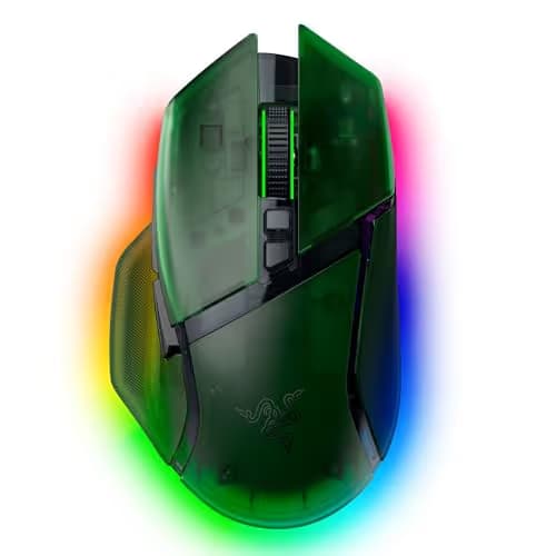 Razer Basilisk V3 Pro 35K Wireless Gaming Mouse: HyperScroll Tilt Wheel - 35K DPI Optical Sensor Gen 2-13 Customizable Controls - RGB - Optical Switches Gen 3 - Up to 140 Hr Battery - Phantom Green image