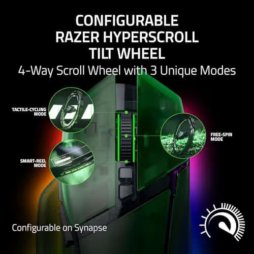 Razer Basilisk V3 Pro 35K Wireless Gaming Mouse: HyperScroll Tilt Wheel - 35K DPI Optical Sensor Gen 2-13 Customizable Controls - RGB - Optical Switches Gen 3 - Up to 140 Hr Battery - Phantom Green image