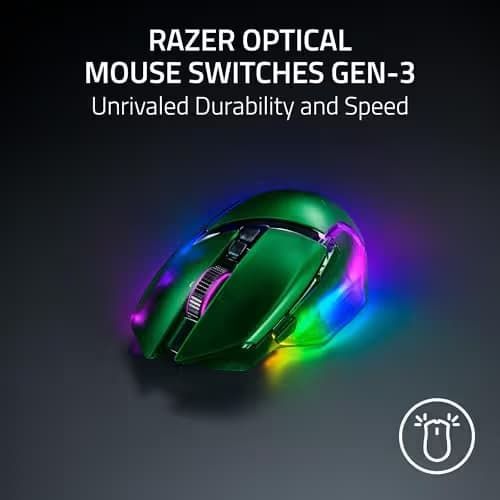 Razer Basilisk V3 Pro 35K Wireless Gaming Mouse: HyperScroll Tilt Wheel - 35K DPI Optical Sensor Gen 2-13 Customizable Controls - RGB - Optical Switches Gen 3 - Up to 140 Hr Battery - Phantom Green image