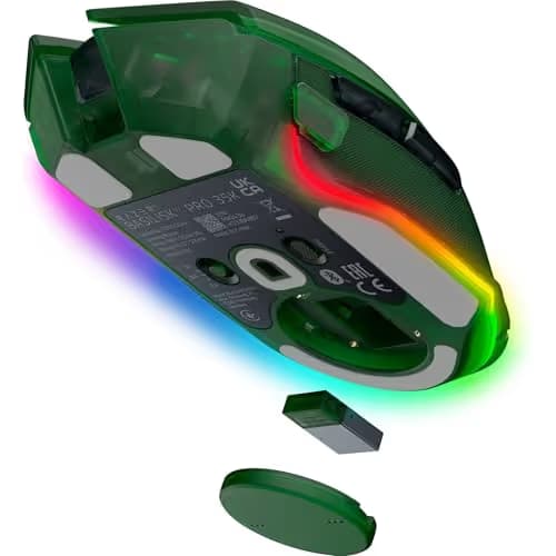 Razer Basilisk V3 Pro 35K Wireless Gaming Mouse: HyperScroll Tilt Wheel - 35K DPI Optical Sensor Gen 2-13 Customizable Controls - RGB - Optical Switches Gen 3 - Up to 140 Hr Battery - Phantom Green image