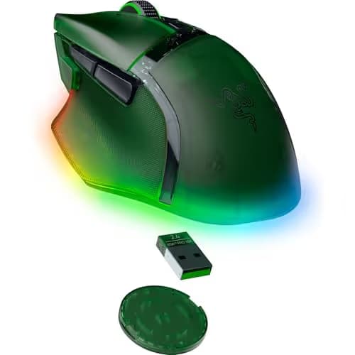 Razer Basilisk V3 Pro 35K Wireless Gaming Mouse: HyperScroll Tilt Wheel - 35K DPI Optical Sensor Gen 2-13 Customizable Controls - RGB - Optical Switches Gen 3 - Up to 140 Hr Battery - Phantom Green image