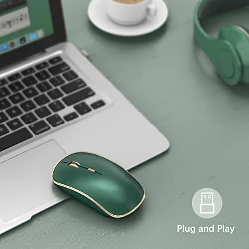 JOYACCESS 2.4G Slim Wireless Silent Mouse, Portable Wireless Computer Mouse with 5 Adjustable DPI Levels, USB Mice for Desktop, Notebook, MacBook, Chromebook, PC (Green) image