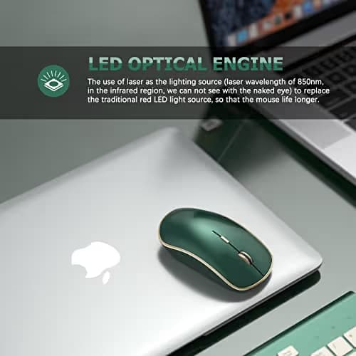 JOYACCESS 2.4G Slim Wireless Silent Mouse, Portable Wireless Computer Mouse with 5 Adjustable DPI Levels, USB Mice for Desktop, Notebook, MacBook, Chromebook, PC (Green) image