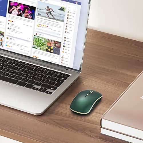 JOYACCESS 2.4G Slim Wireless Silent Mouse, Portable Wireless Computer Mouse with 5 Adjustable DPI Levels, USB Mice for Desktop, Notebook, MacBook, Chromebook, PC (Green) image