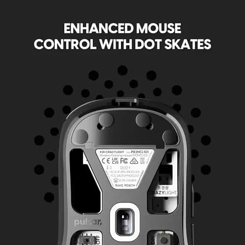 Pulsar Gaming Gears X2H Crazylight Wireless Gaming Mouse, Ultra Lightweight 1.51 oz (43g), Optical Switch, 32000 DPI, 750 IPS, XS-1 Sensor, 8k Compatible (Medium, Jet Black) image