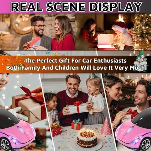 HuGuWdy Pink Wireless Car Mouse - 2.4G Wireless with USB Receiver, Optical Mouse for PC, Laptop, Tablet - Win XP/Vista/7/ME/2000/Mac OS Pink Mouse for Her for Christmas image