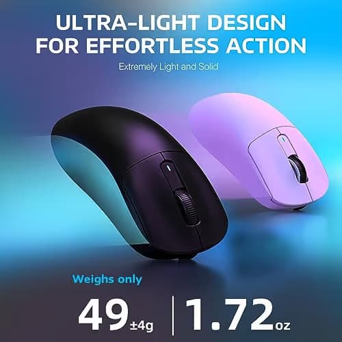 ATTACK SHARK X3 Wireless Gaming Mouse, 49g Ergonomic Computer Mouse, Triple Modes PAW3395 26K DPI Optical Sensor, 200h Battery Life, Programmable Buttons, Gaming Accessories for PC/Laptop/Mac (Black) image