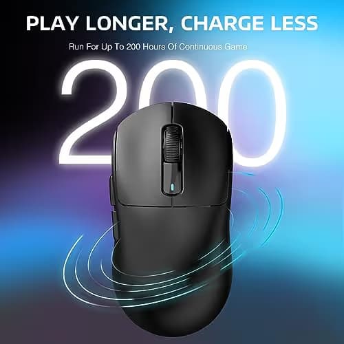 ATTACK SHARK X3 Wireless Gaming Mouse, 49g Ergonomic Computer Mouse, Triple Modes PAW3395 26K DPI Optical Sensor, 200h Battery Life, Programmable Buttons, Gaming Accessories for PC/Laptop/Mac (Black) image