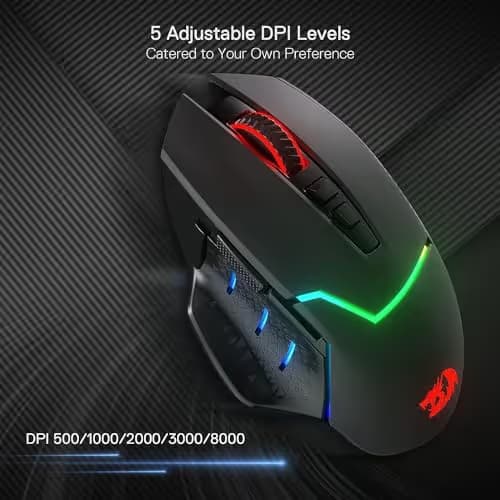 Redragon M690 PRO Wireless Gaming Mouse, 8000 DPI Wired/Wireless Gamer Mouse w/Rapid Fire Key, 8 Macro Buttons, Ergonomic Design for PC/Mac/Laptop image