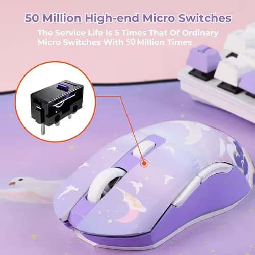 DAREU Wireless Gaming Mouse with Charging Dock Rechargeable RGB,12K DPI,7 Programmable Buttons High-Precision Sensor [300IPS] [1000Hz] for PC Notebook Mac image