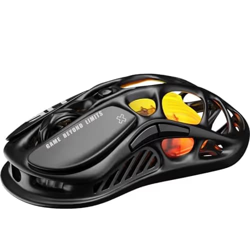 GravaStar Mercury M2 Wireless Gaming Mouse with 26,000 DPI, PAW3395DM Sensor -79g Lightweight Hollowed-Out Design -5 Programmable Buttons -5 Dynamic Lightsync RGB image